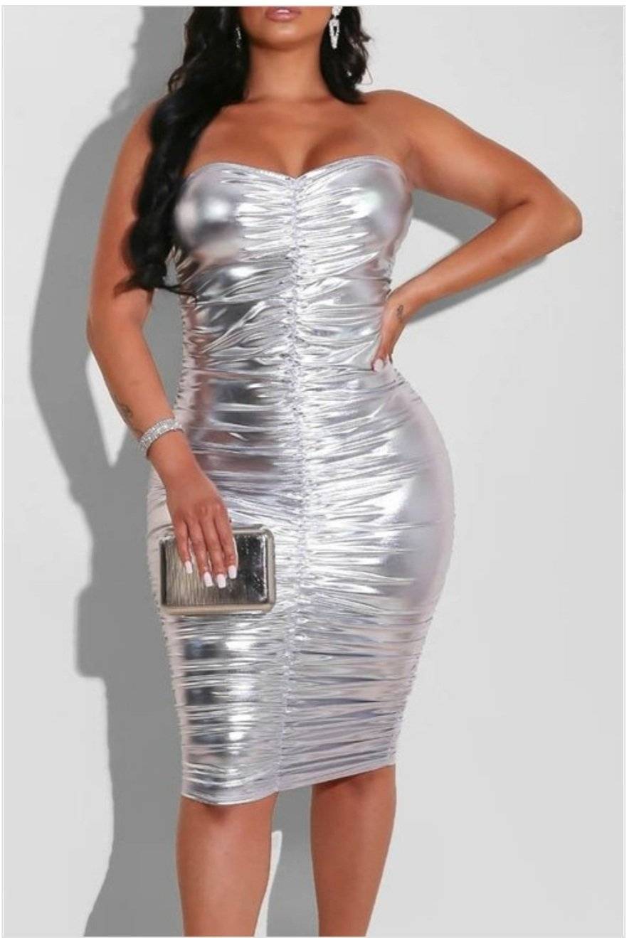 Silver Tube Dress-Oyindre-